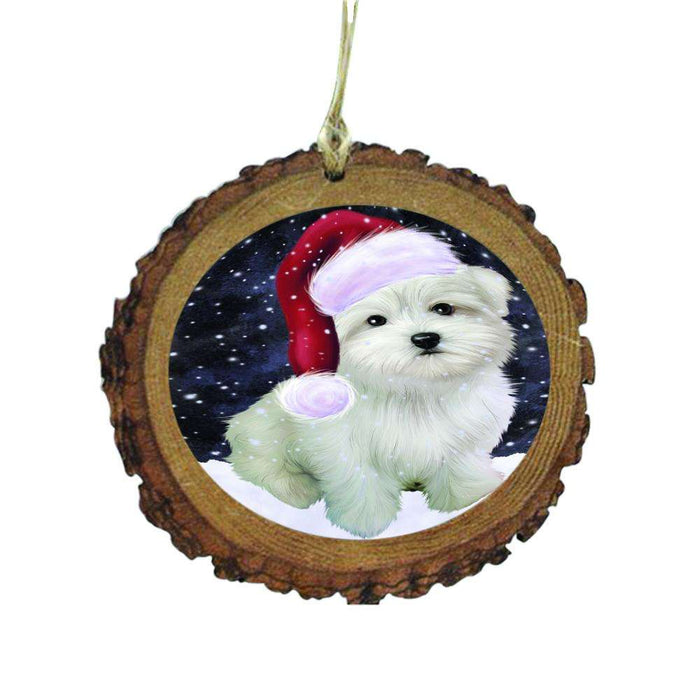 Let it Snow Christmas Holiday Maltese Dog Wooden Christmas Ornament WOR48617