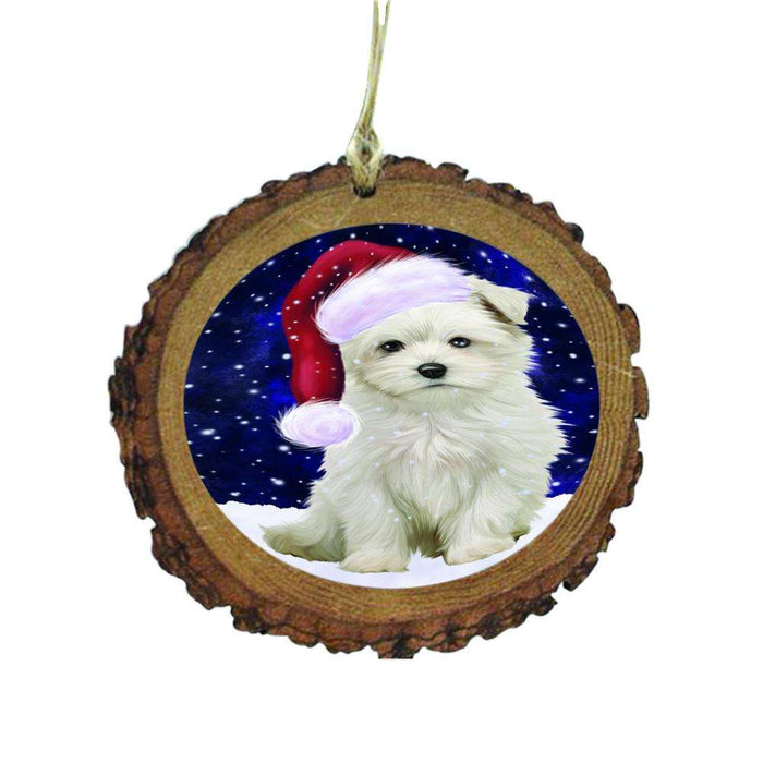 Let it Snow Christmas Holiday Maltese Dog Wooden Christmas Ornament WOR48618