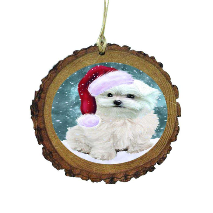 Let it Snow Christmas Holiday Maltese Dog Wooden Christmas Ornament WOR48619