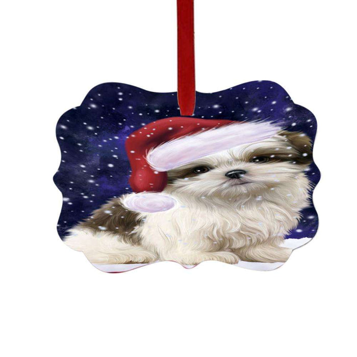 Let it Snow Christmas Holiday Malti Tzu Dog Double-Sided Photo Benelux Christmas Ornament LOR48954