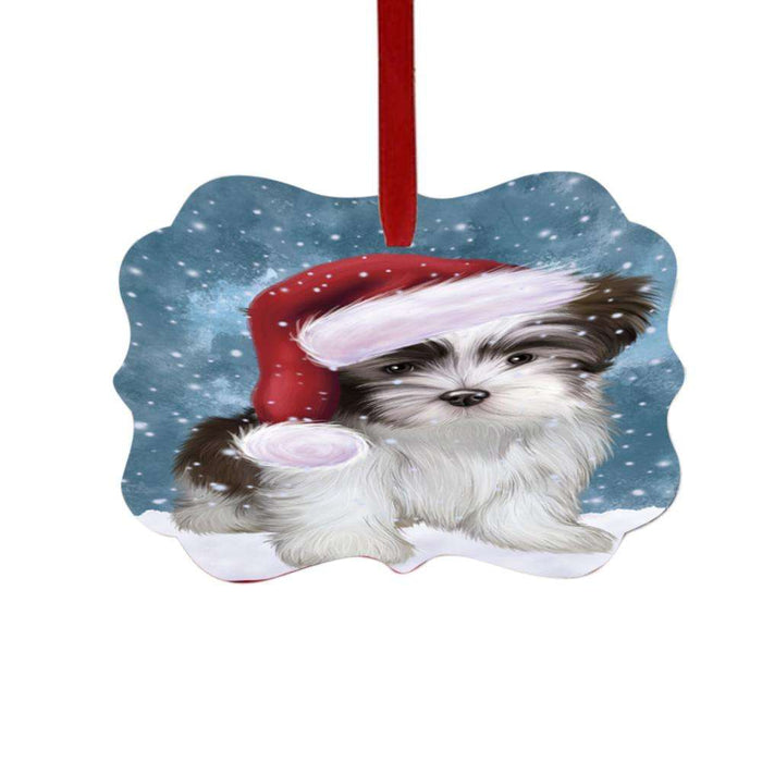 Let it Snow Christmas Holiday Malti Tzu Dog Double-Sided Photo Benelux Christmas Ornament LOR48955