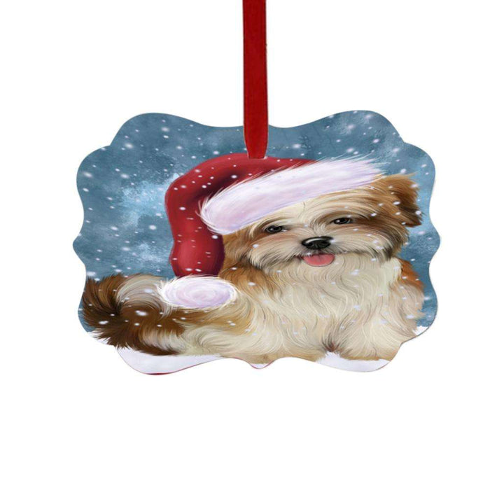 Let it Snow Christmas Holiday Malti Tzu Dog Double-Sided Photo Benelux Christmas Ornament LOR48957
