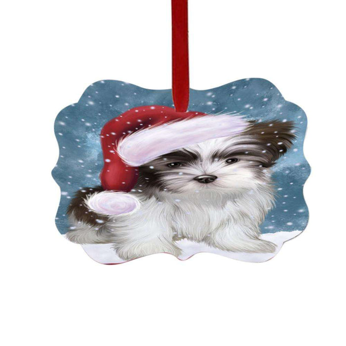 Let it Snow Christmas Holiday Malti Tzu Dog Double-Sided Photo Benelux Christmas Ornament LOR48958