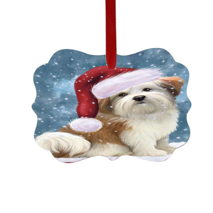 Let it Snow Christmas Holiday Malti Tzu Dog Double-Sided Photo Benelux Christmas Ornament LOR48959