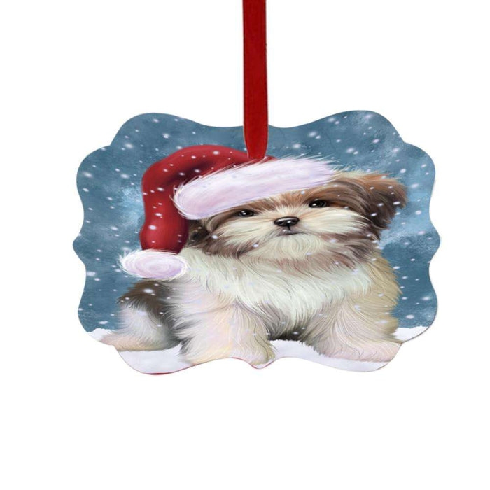Let it Snow Christmas Holiday Malti Tzu Dog Double-Sided Photo Benelux Christmas Ornament LOR48960
