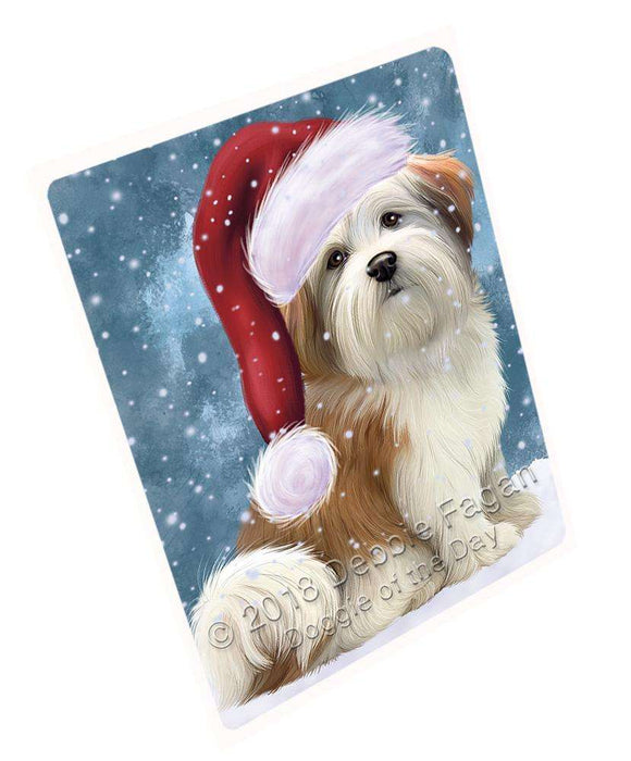 Let it Snow Christmas Holiday Malti Tzu Dog Wearing Santa Hat Blanket BLNKT106203