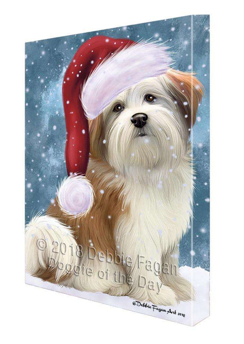 Let it Snow Christmas Holiday Malti Tzu Dog Wearing Santa Hat Canvas Print Wall Art Décor CVS106712