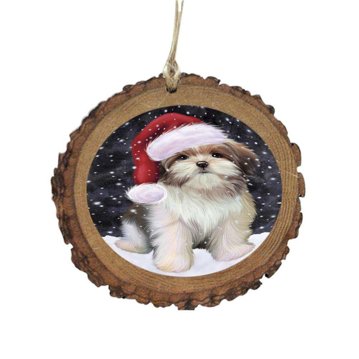 Let it Snow Christmas Holiday Malti Tzu Dog Wooden Christmas Ornament WOR48953