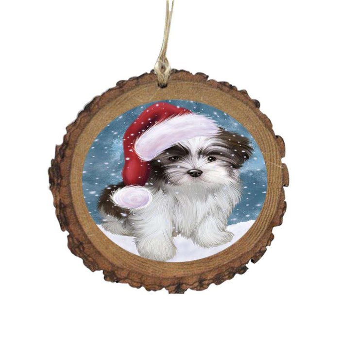 Let it Snow Christmas Holiday Malti Tzu Dog Wooden Christmas Ornament WOR48958