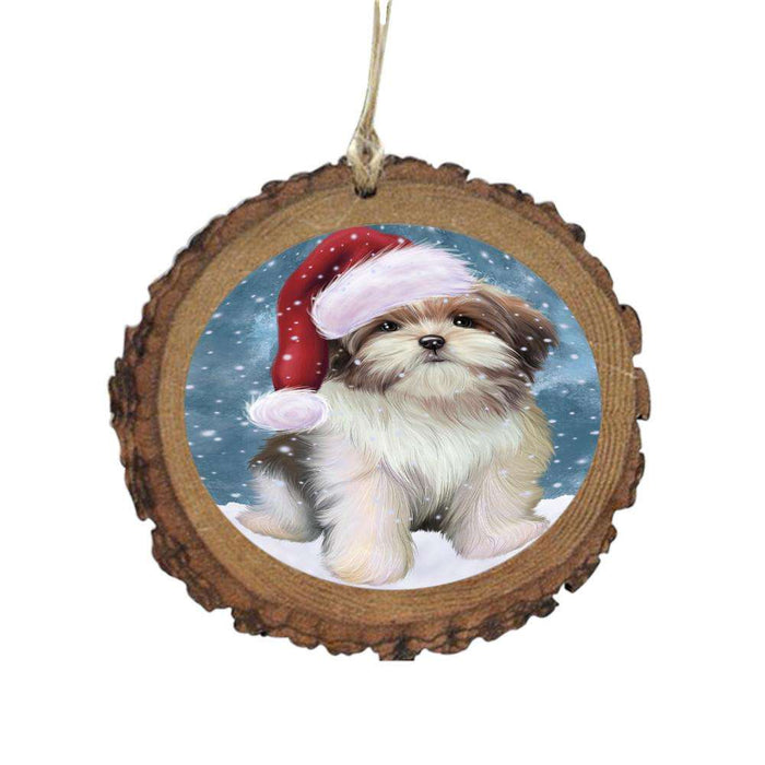 Let it Snow Christmas Holiday Malti Tzu Dog Wooden Christmas Ornament WOR48960