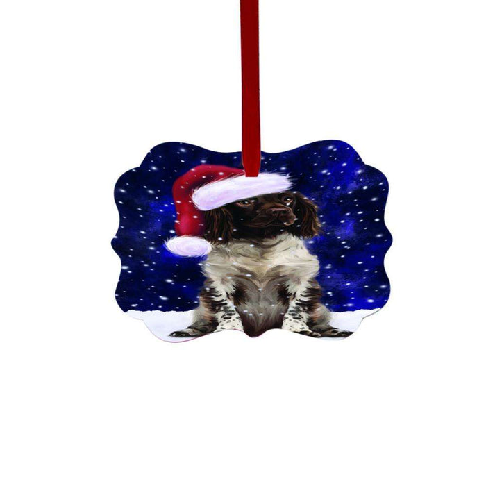 Let it Snow Christmas Holiday Munsterlander Dog Double-Sided Photo Benelux Christmas Ornament LOR48620