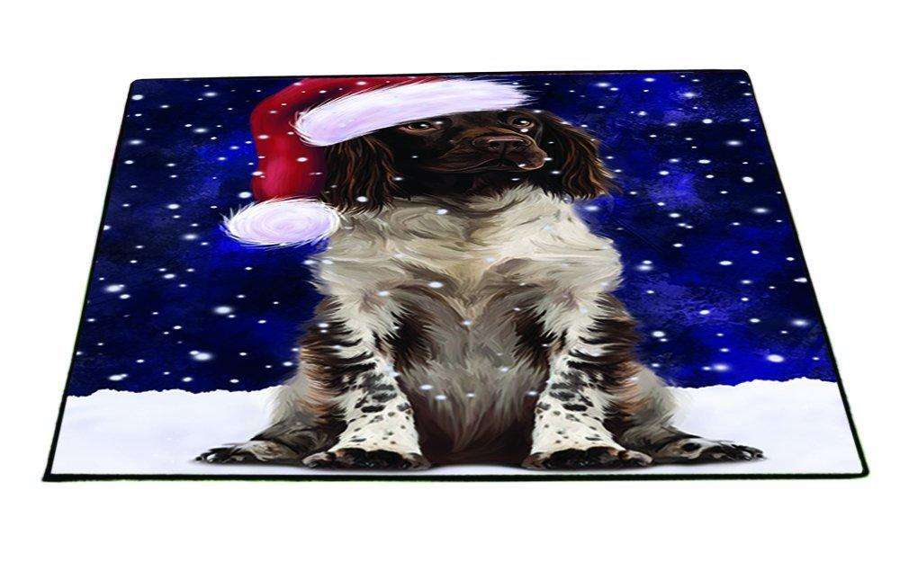 Let it Snow Christmas Holiday Munsterlander Dog Wearing Santa Hat Indoor/Outdoor Floormat