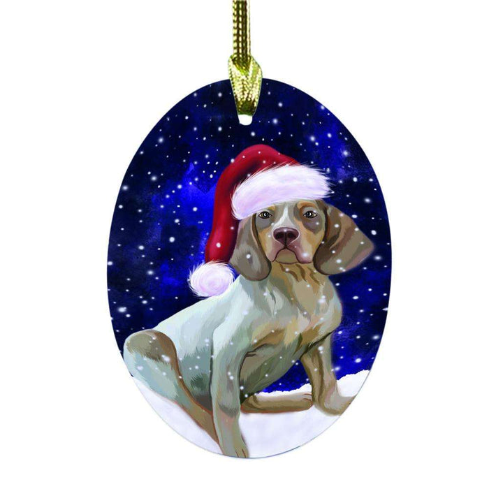 Let it Snow Christmas Holiday Navarro Dog Oval Glass Christmas Ornament OGOR48621