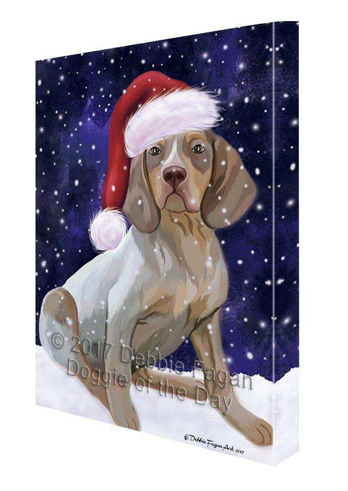 Let it Snow Christmas Holiday Navarro Dog Wearing Santa Hat Canvas Wall Art D235