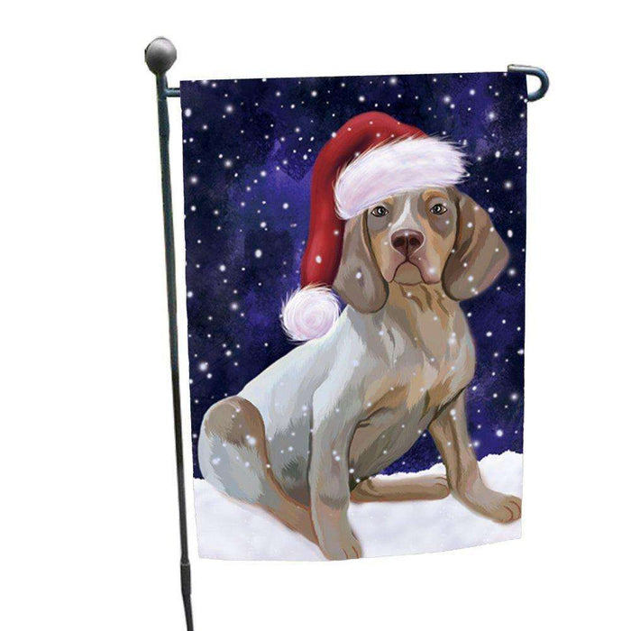 Let it Snow Christmas Holiday Navarro Dog Wearing Santa Hat Garden Flag D235
