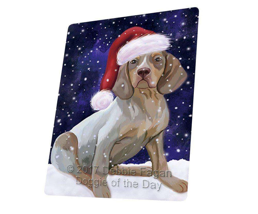 Let It Snow Christmas Holiday Navarro Dog Wearing Santa Hat Magnet Mini (3.5" x 2") D235
