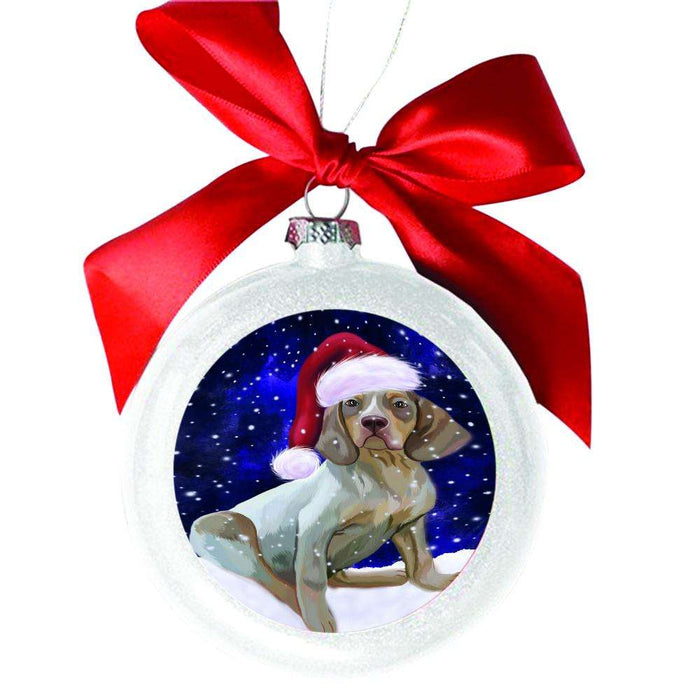 Let it Snow Christmas Holiday Navarro Dog White Round Ball Christmas Ornament WBSOR48621