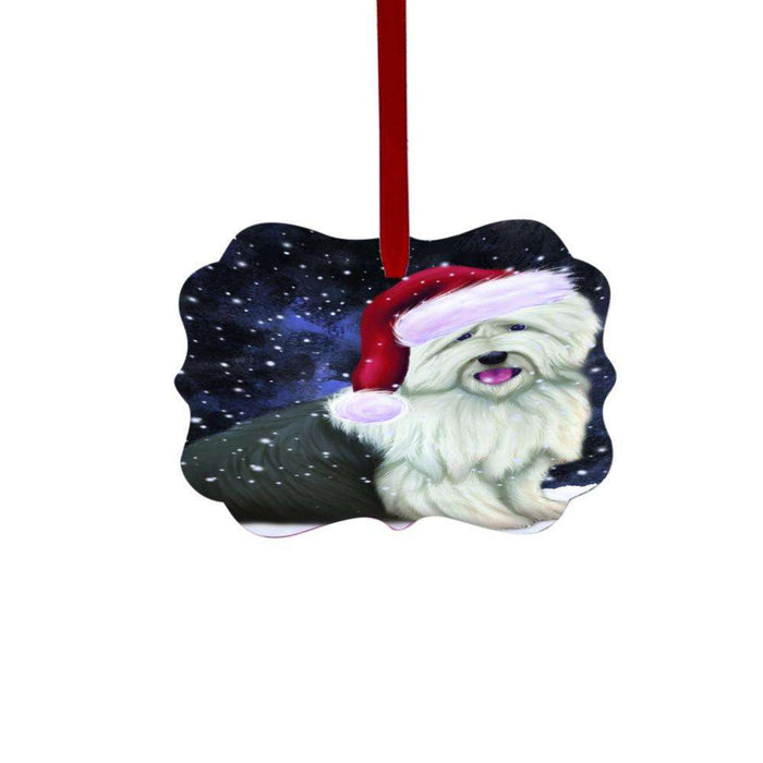 Let it Snow Christmas Holiday Old English Sheepdog Double-Sided Photo Benelux Christmas Ornament LOR48622