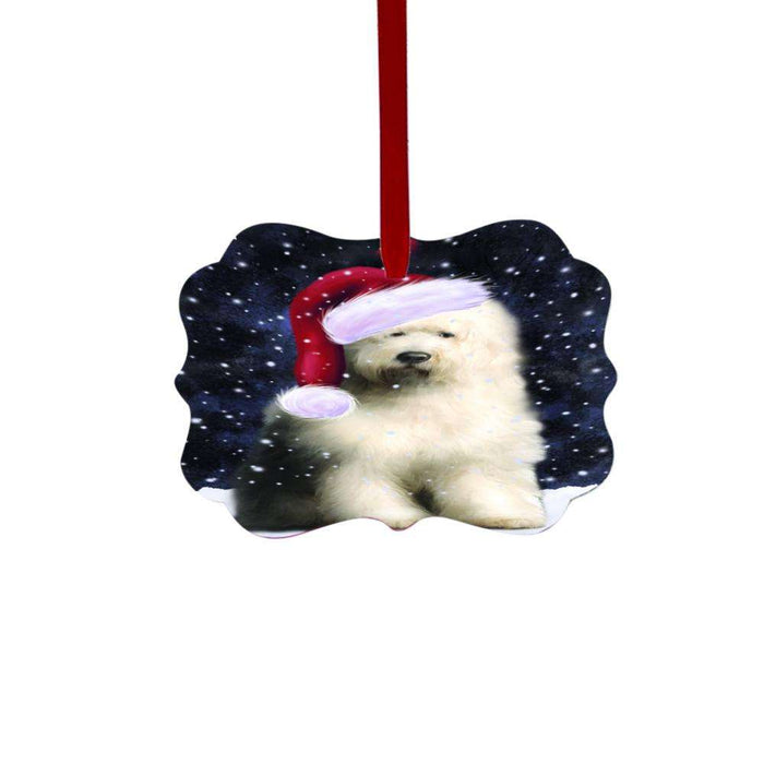 Let it Snow Christmas Holiday Old English Sheepdog Double-Sided Photo Benelux Christmas Ornament LOR48624