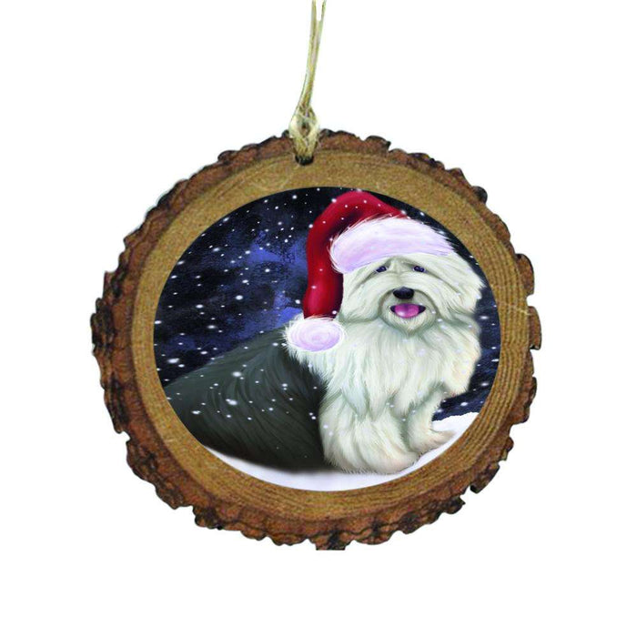 Let it Snow Christmas Holiday Old English Sheepdog Wooden Christmas Ornament WOR48622
