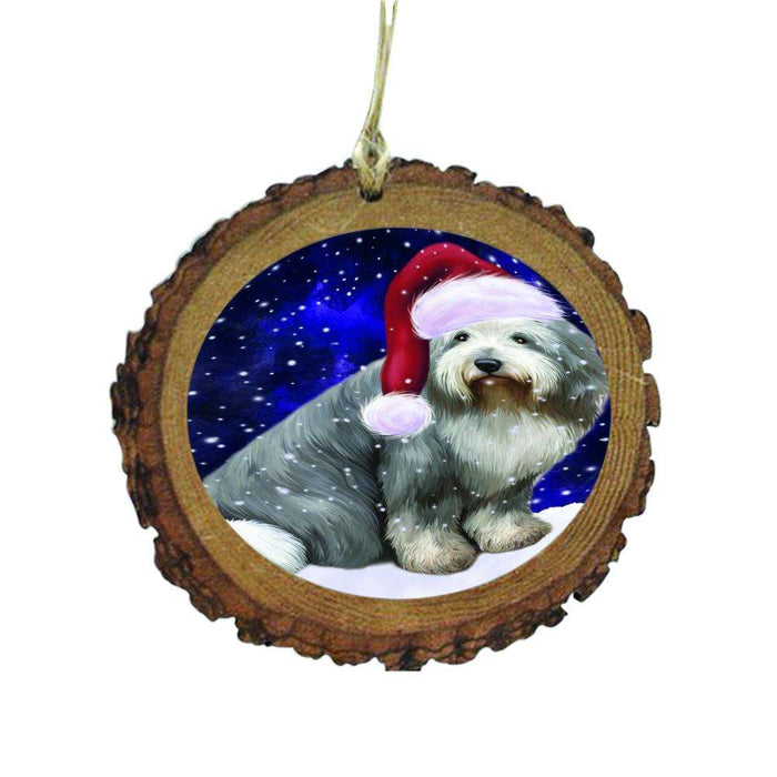 Let it Snow Christmas Holiday Old English Sheepdog Wooden Christmas Ornament WOR48623