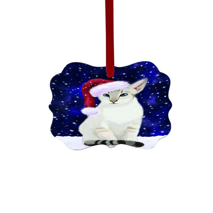 Let it Snow Christmas Holiday Oriental Blue-Point Siamese Cat Double-Sided Photo Benelux Christmas Ornament LOR48625