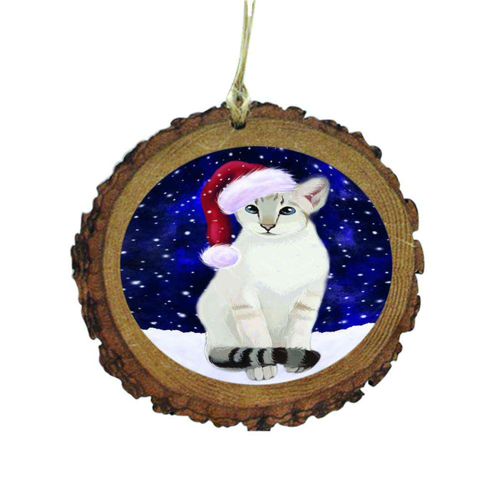 Let it Snow Christmas Holiday Oriental Blue-Point Siamese Cat Wooden Christmas Ornament WOR48625