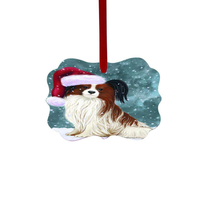 Let it Snow Christmas Holiday Papillion Dog Double-Sided Photo Benelux Christmas Ornament LOR48626