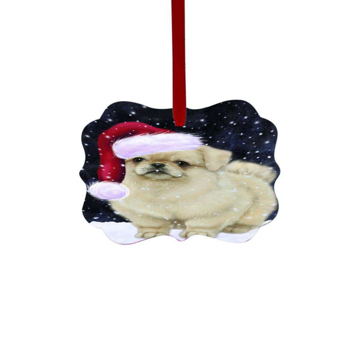 Let it Snow Christmas Holiday Pekingese Dog Double-Sided Photo Benelux Christmas Ornament LOR48629
