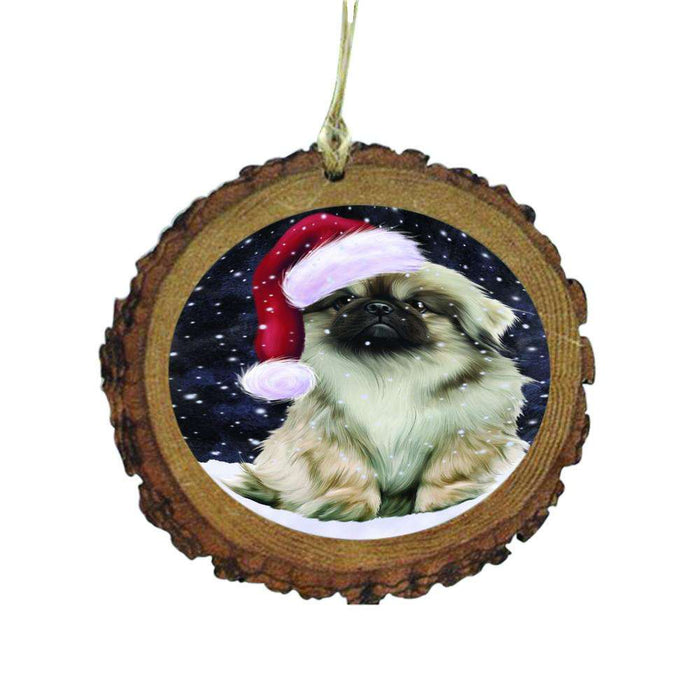 Let it Snow Christmas Holiday Pekingese Dog Wooden Christmas Ornament WOR48627