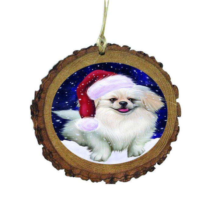 Let it Snow Christmas Holiday Pekingese Dog Wooden Christmas Ornament WOR48628