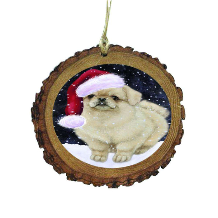 Let it Snow Christmas Holiday Pekingese Dog Wooden Christmas Ornament WOR48629