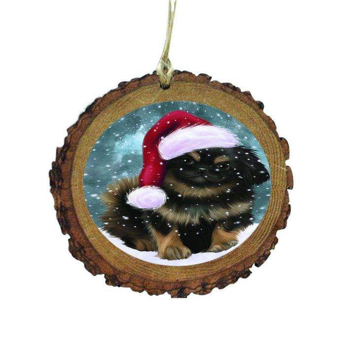 Let it Snow Christmas Holiday Pekingese Dog Wooden Christmas Ornament WOR48630