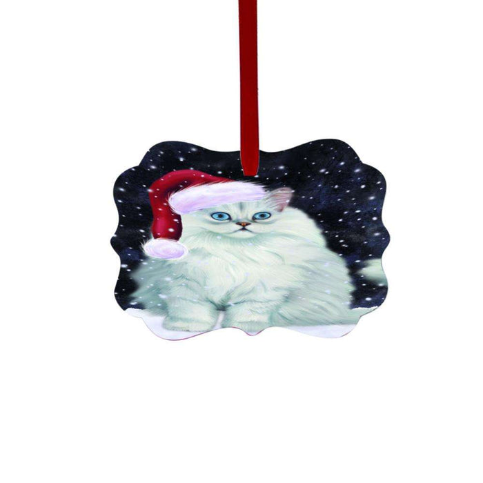 Let it Snow Christmas Holiday Persian Cat Double-Sided Photo Benelux Christmas Ornament LOR48637
