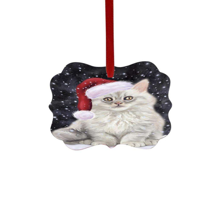 Let it Snow Christmas Holiday Persian Cat Double-Sided Photo Benelux Christmas Ornament LOR48640