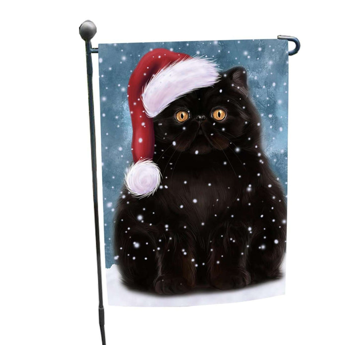 Let it Snow Christmas Holiday Persian Cat Wearing Santa Hat Garden Flag FLG043