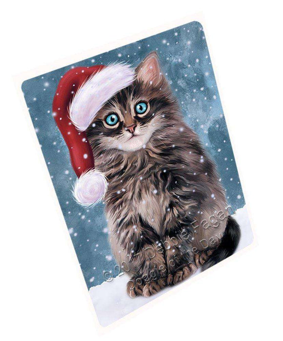 Let It Snow Christmas Holiday Persian Cat Wearing Santa Hat Magnet Mini (3.5" x 2") D040