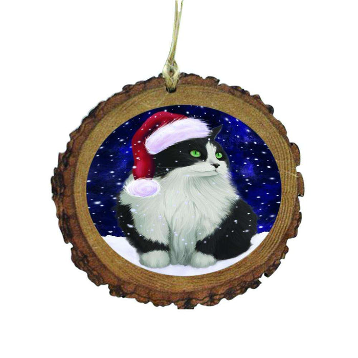Let it Snow Christmas Holiday Persian Cat Wooden Christmas Ornament WOR48632