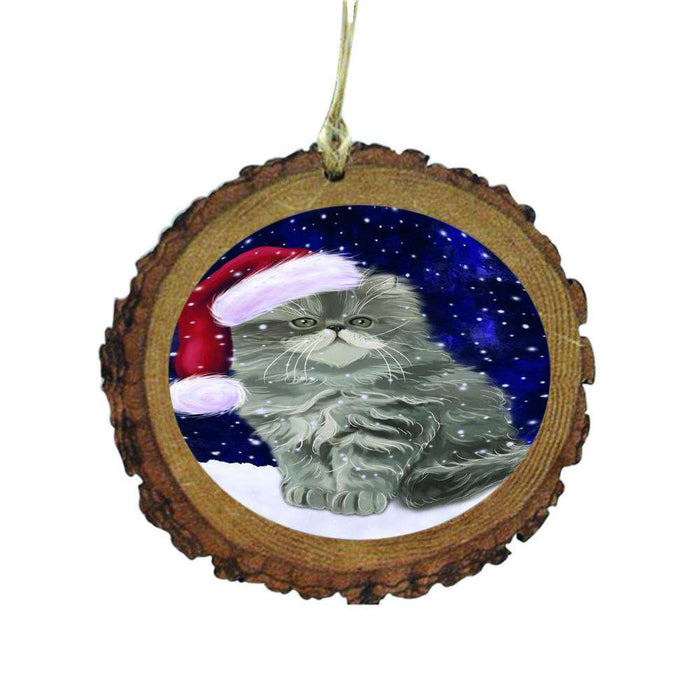 Let it Snow Christmas Holiday Persian Cat Wooden Christmas Ornament WOR48633