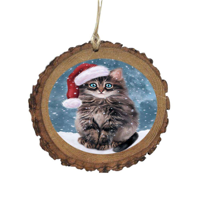 Let it Snow Christmas Holiday Persian Cat Wooden Christmas Ornament WOR48635