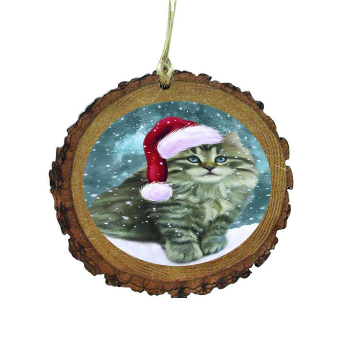 Let it Snow Christmas Holiday Persian Cat Wooden Christmas Ornament WOR48636