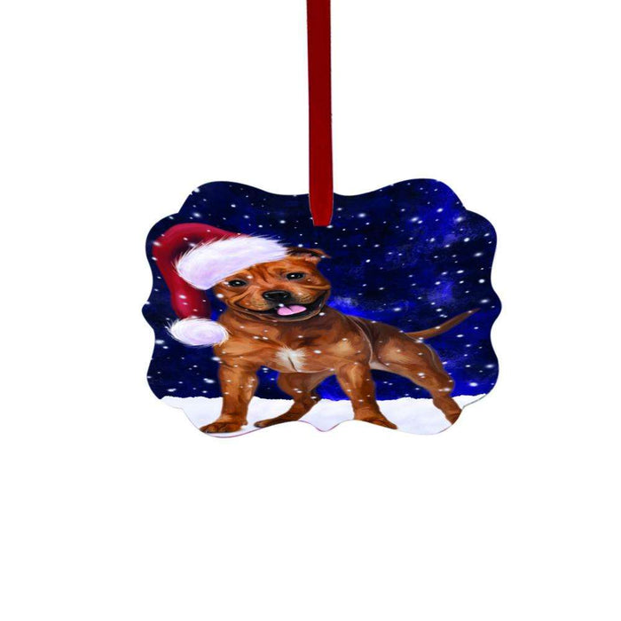 Let it Snow Christmas Holiday Pit Bull Dog Double-Sided Photo Benelux Christmas Ornament LOR48642