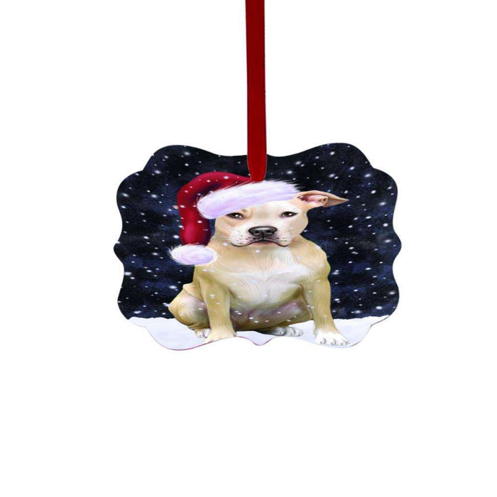 Let it Snow Christmas Holiday Pit Bull Dog Double-Sided Photo Benelux Christmas Ornament LOR48643