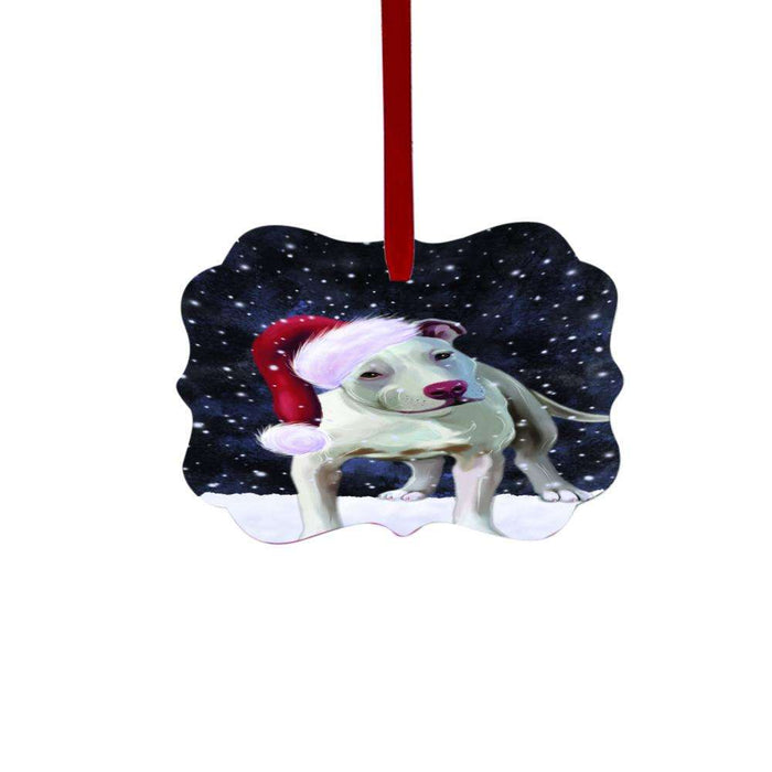 Let it Snow Christmas Holiday Pit Bull Dog Double-Sided Photo Benelux Christmas Ornament LOR48644