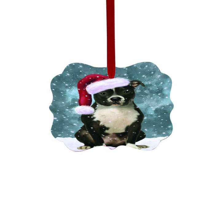 Let it Snow Christmas Holiday Pit Bull Dog Double-Sided Photo Benelux Christmas Ornament LOR48645