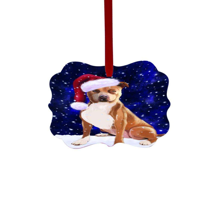 Let it Snow Christmas Holiday Pit Bull Dog Double-Sided Photo Benelux Christmas Ornament LOR48646