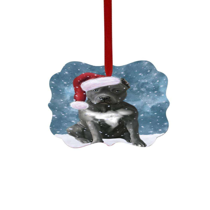 Let it Snow Christmas Holiday Pit Bull Dog Double-Sided Photo Benelux Christmas Ornament LOR48647