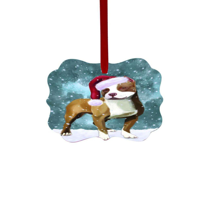 Let it Snow Christmas Holiday Pit Bull Dog Double-Sided Photo Benelux Christmas Ornament LOR48648