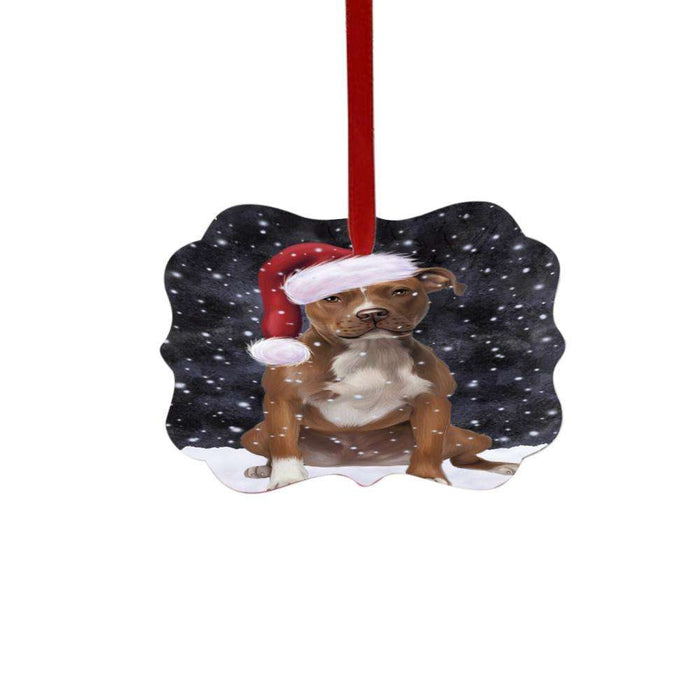Let it Snow Christmas Holiday Pit Bull Dog Double-Sided Photo Benelux Christmas Ornament LOR48649