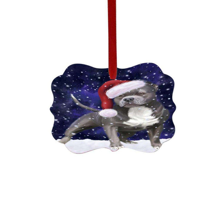 Let it Snow Christmas Holiday Pit Bull Dog Double-Sided Photo Benelux Christmas Ornament LOR48651